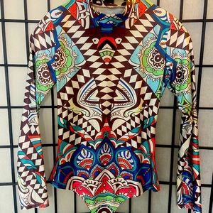 Geometric design long sleeve bodysuit